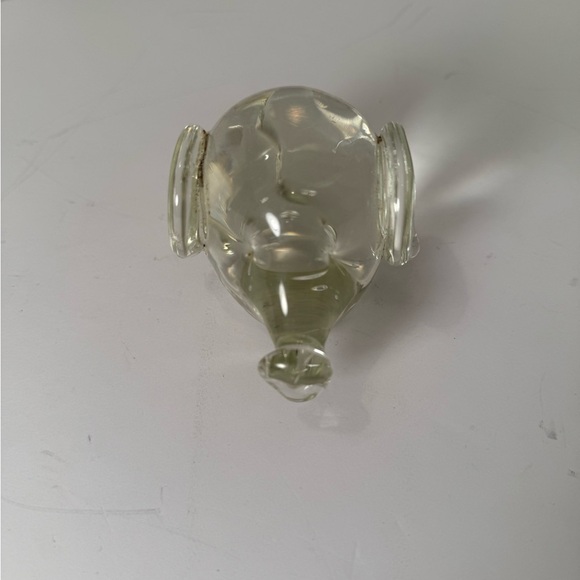Vintage Small Controlled Bubble Clear Glass Paperweight Pig Head - Picture 2 of 7